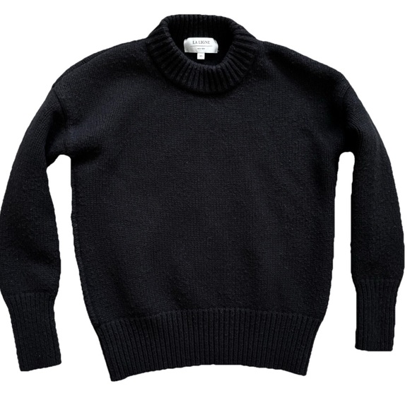 LA LINGE WOOL/CASHMERE BLEND BLACK SWEATER XS CHIC MINIMALIST CAPSULE WARDROBE - Picture 1 of 7